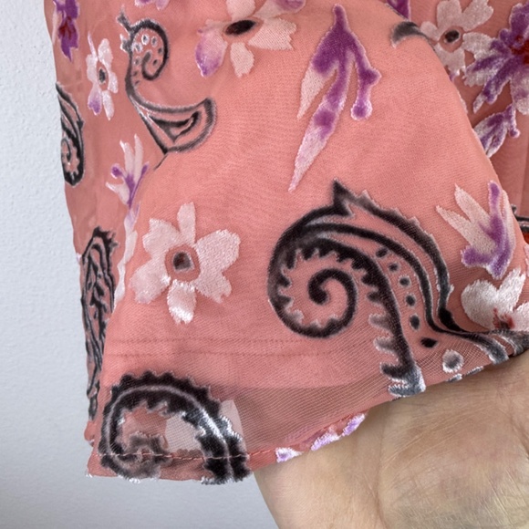 PEACH LOVE CALIFORNIA Cropped String Pink Tank Top Boho Floral / Size Large - Picture 10 of 13